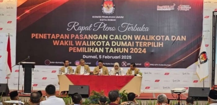 Rapat Pleno KPU, H Paisal dan Sugiyarto Ditetapkan Pimpin Kota Dumai Periode Tahun 2025-2030