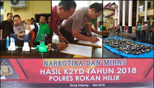 Polres Rohil Musnahkan Barang Bukti Narkotika Dan Miras Hasil K2YD