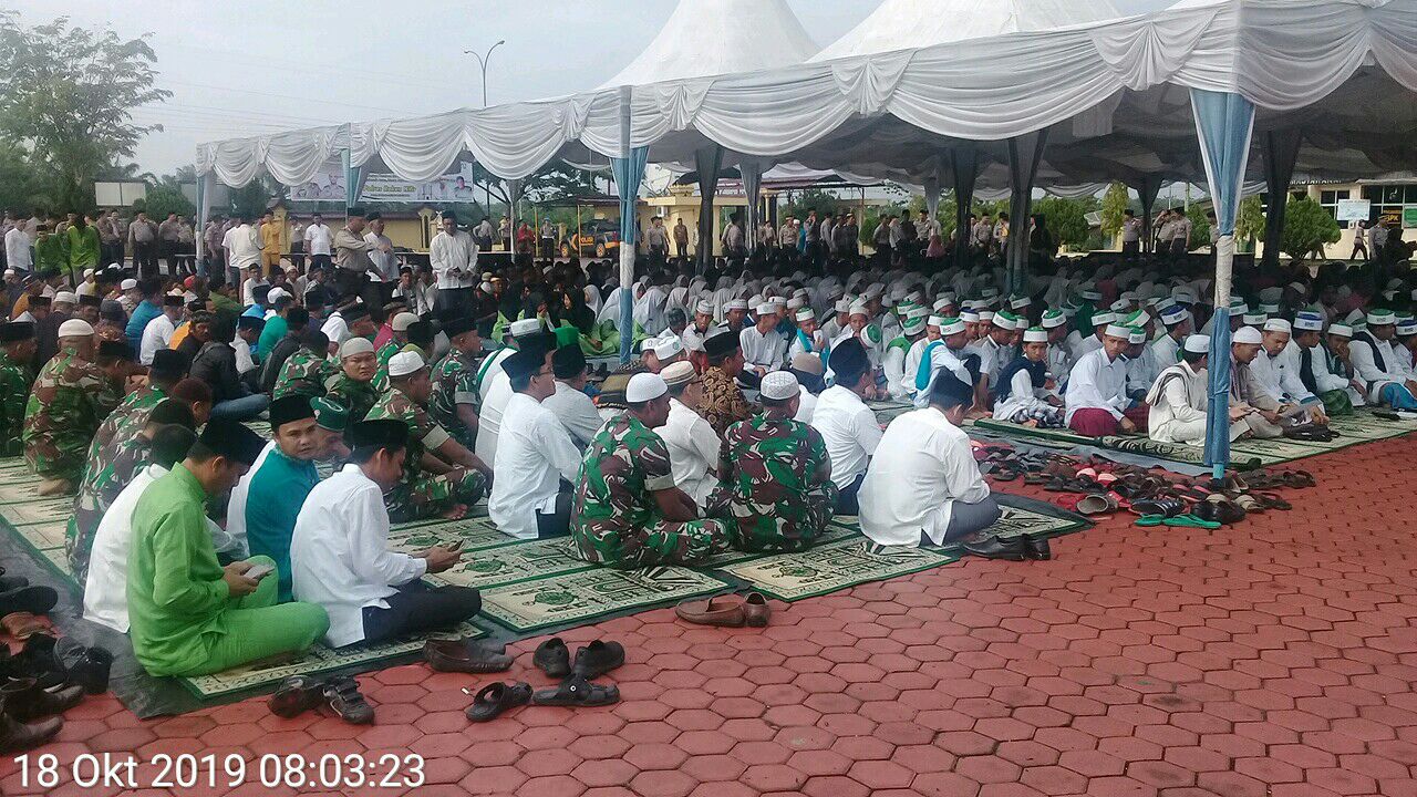 Anggota Koramil 05/RM Hadiri Tabligh Akbar Kebangsaan di Polres Rohil