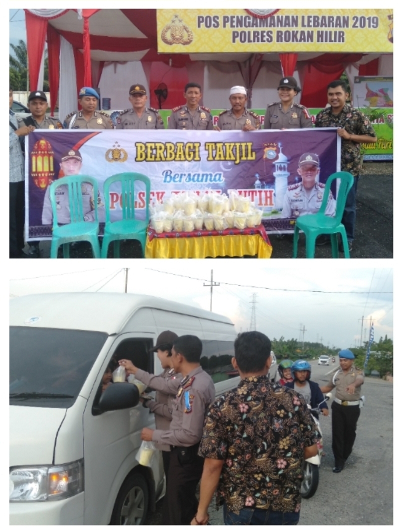 Bagi Takjil Gratis! Kapolsek Tanah Putih Ini Mempererat Tali Silaturahmi Polri Dengan Masyarakat