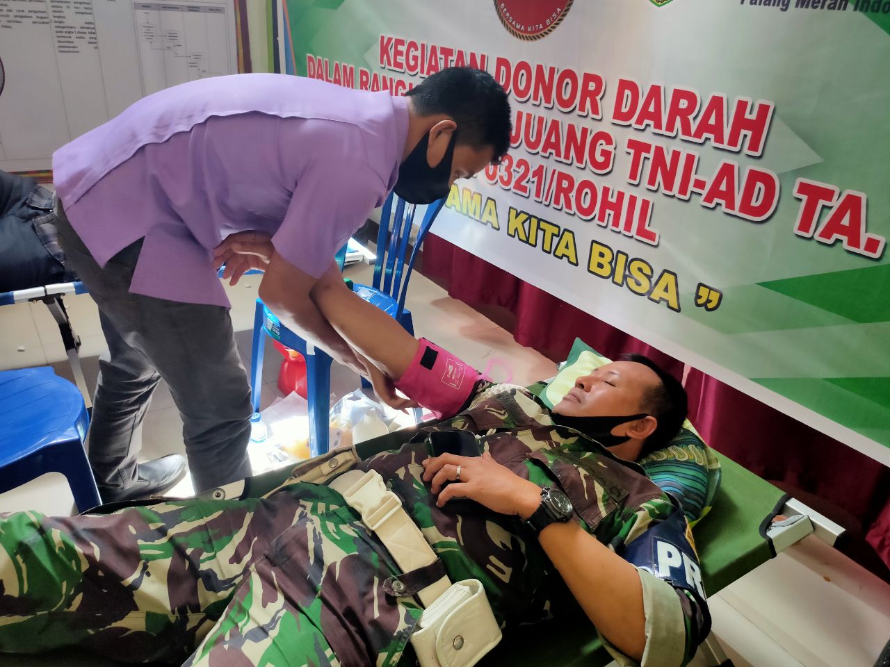 Peringati Hari Juang TNI AD, Kodim 0321/Rohil Gelar Baksos Donor Darah