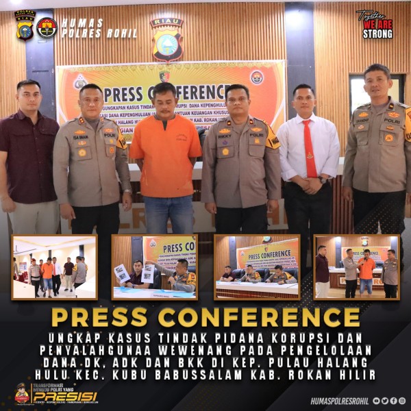 Polres Rohil Gelar Konferensi Pers Terkait Kasus Pengelolaan Dana DAK,ADK dan BKK T.A 2022