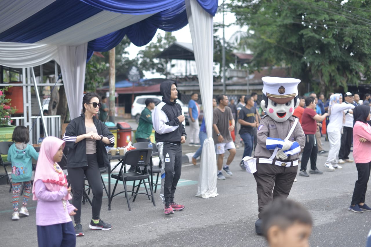 Peringati Hari Lalu Lintas Bhayangkara Ke-67, Sat Lantas Polres Kampar Gelar Car Free Day