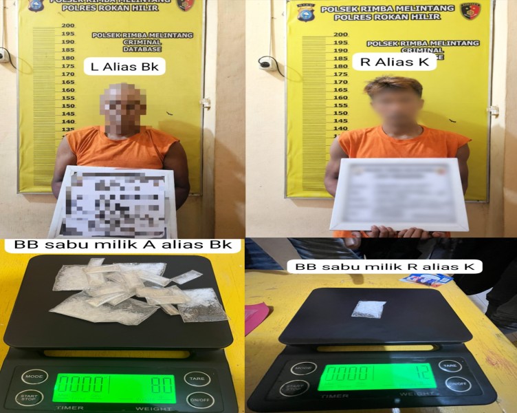Polsek Rimba Melintang Tangkap 2 Pria, Sabu 9,2 Gram Disita