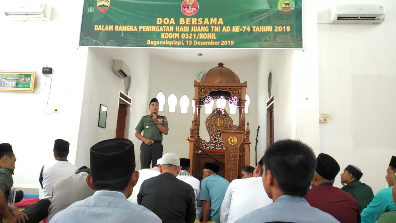 Peringati Hari Juang TNI AD ke 74, Kodim 0321/Rohil Gelar Doa Dan Makan Bersama