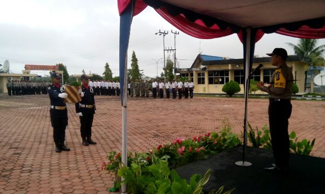 Polres Rohil Gelar Upacara Peringatan HUT Satpam Ke-37