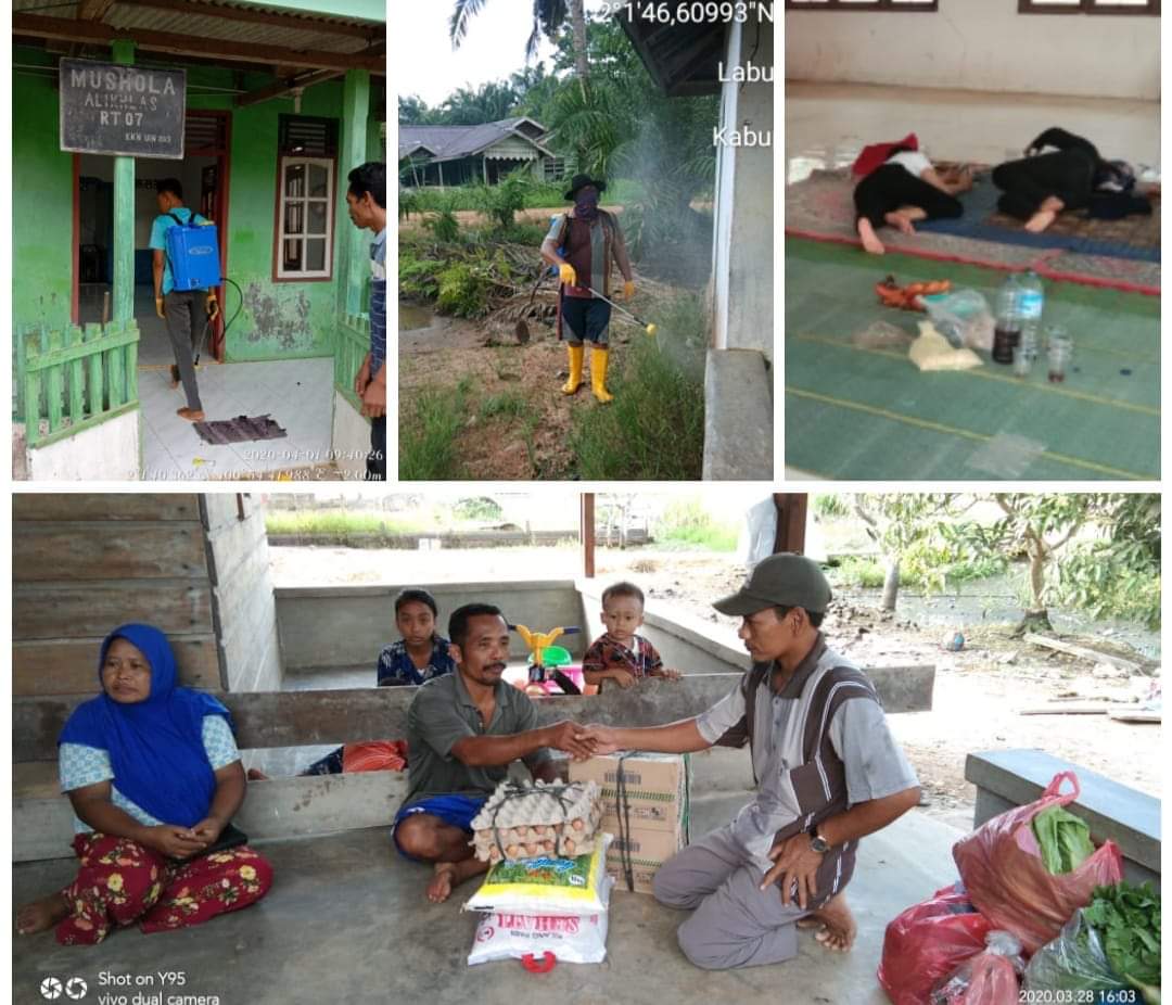 Rumah Ibadah & Fasilitas Umum di Labuhantangga Baru Disemprot Desinfektan, Wargapun Dikarantina