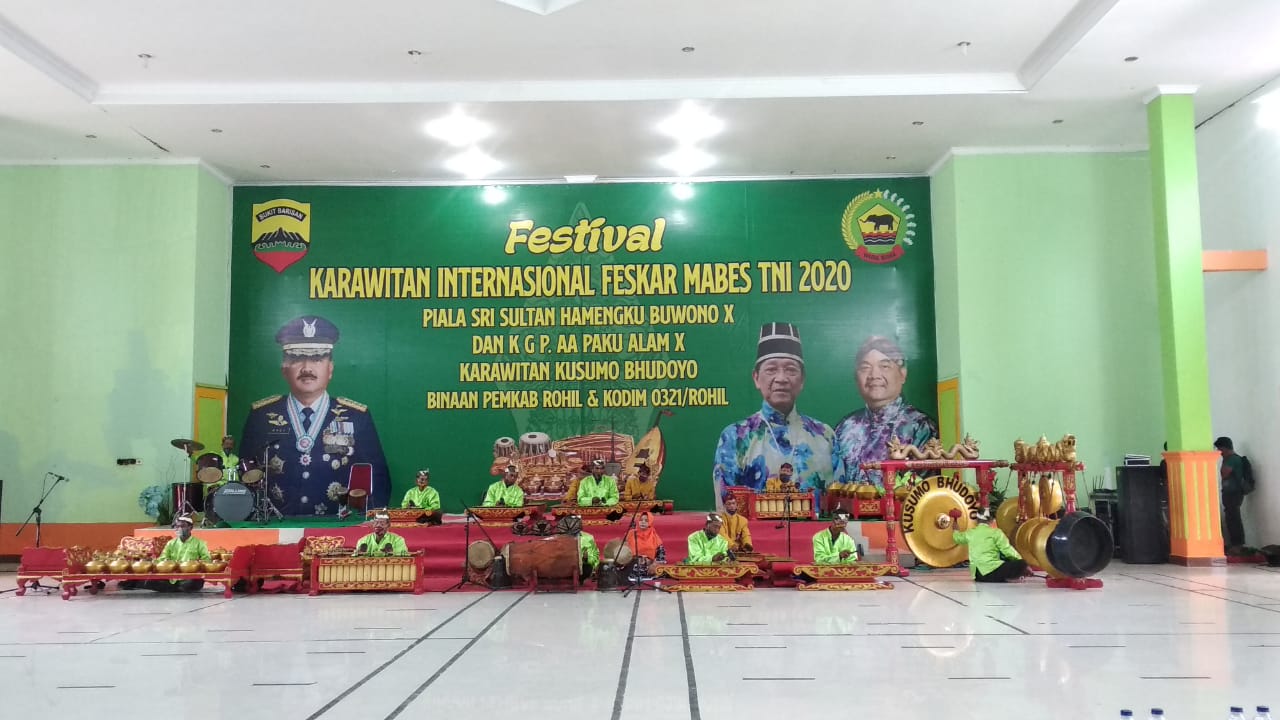 Kodim 0321/Rohil Ikuti Lomba Festival Karawitan International Feskar Mabes TNI 2020