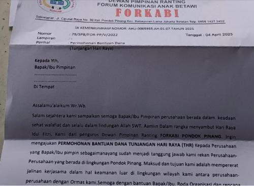 Viral Surat Ormas Forkabi Minta THR ke Perusahaan, Polisi Turun Tangan