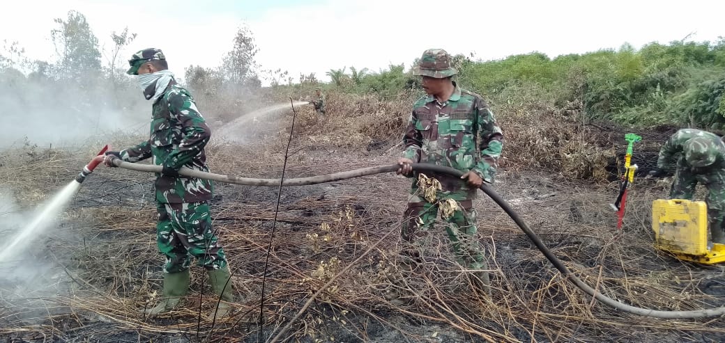 Dandim 0321/Rohil Turut Berjibaku Padamkan Karlahut di Mumugo