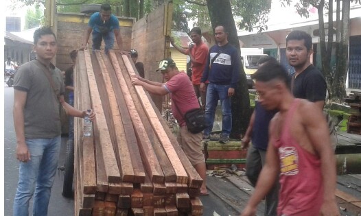 Tim Sat Polres Rohil Tangkap Kayu Diduga Ilog di Panglong Sei Garam
