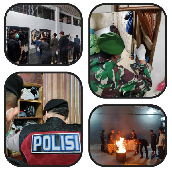 Rutan Kelas II B Dumai Bersama TNI & Polri Geledah Kamar Warga Binaan Upaya Penertiban