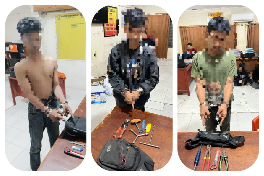 Polsek Dumai Barat Amankan Tiga Tersangka Pelaku Pencurian Di Perumahan Pertamina