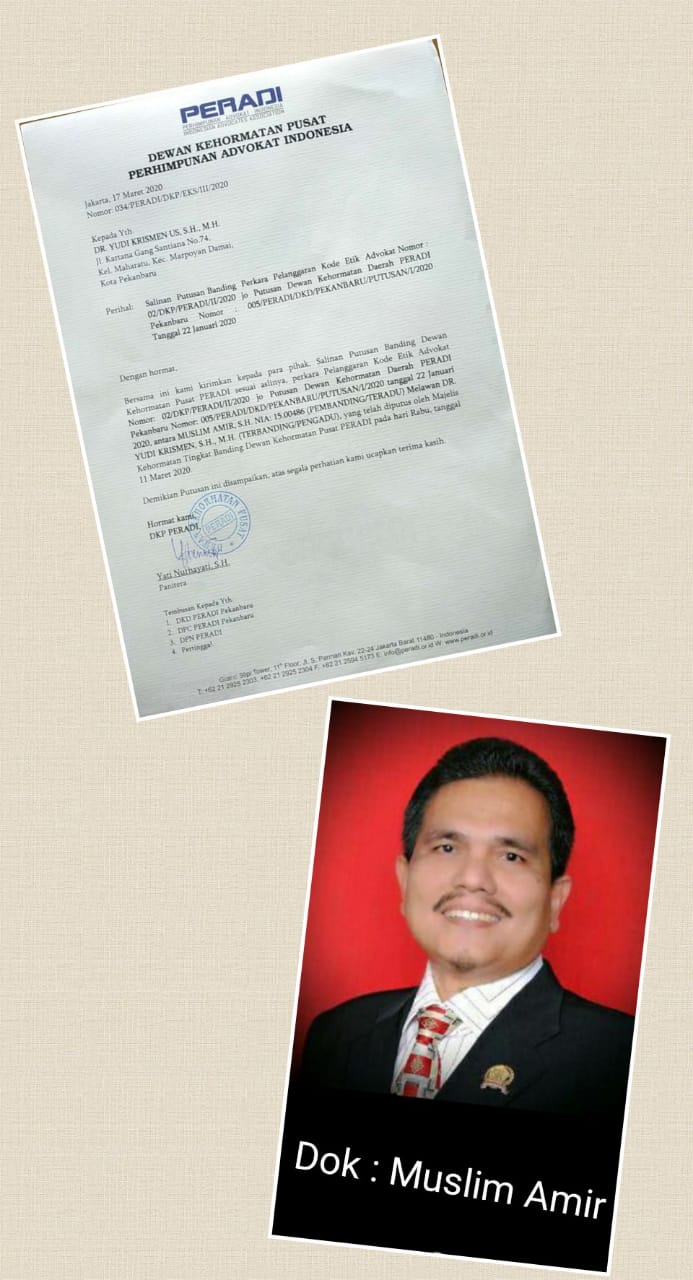 Ini Hasil Banding DKP-PERADI: Muslim Amir Dinyatakan Bersalah dan Denda Rp 20 juta Ini Hasil Banding DKP-PERADI: Muslim Amir Dinyatakan Bersalah dan Denda Rp 20 juta