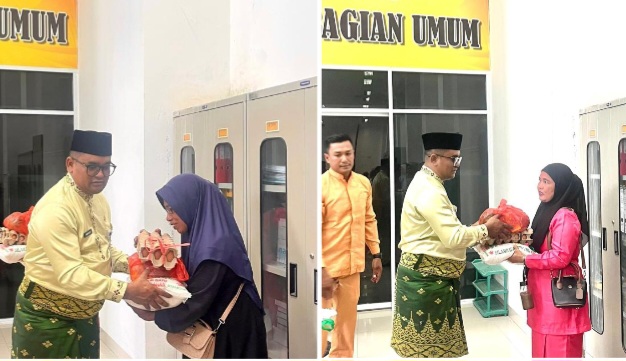 Kabag Umum Sekda Rohil, Samsuri SH, MSi, Bagikan 120 Paket Sembako Kepada Petugas