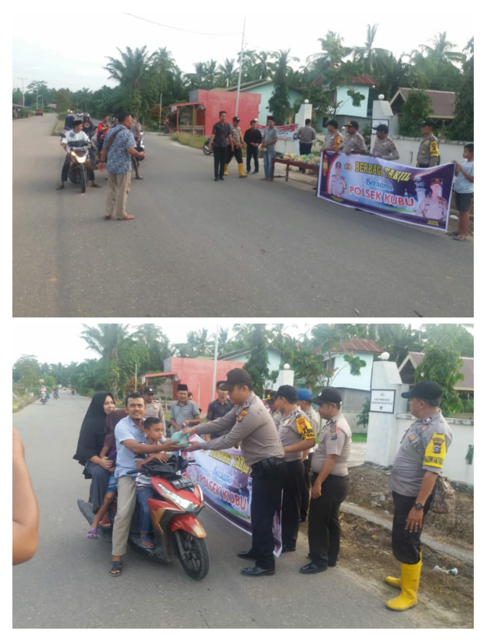 Polsek Kubu Turun ke Jalan Bagi-Bagi Takjil 200 Kotak