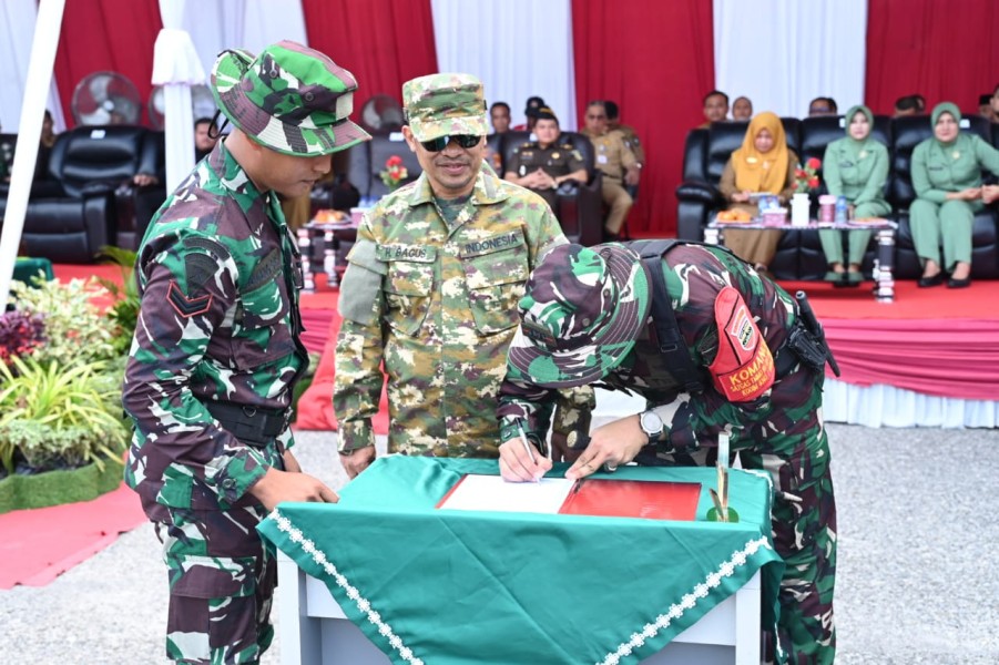 Wabup Bengkalis Inspektur Apel Persiapan TMMD Ke-124 di Kantor Camat Mandau