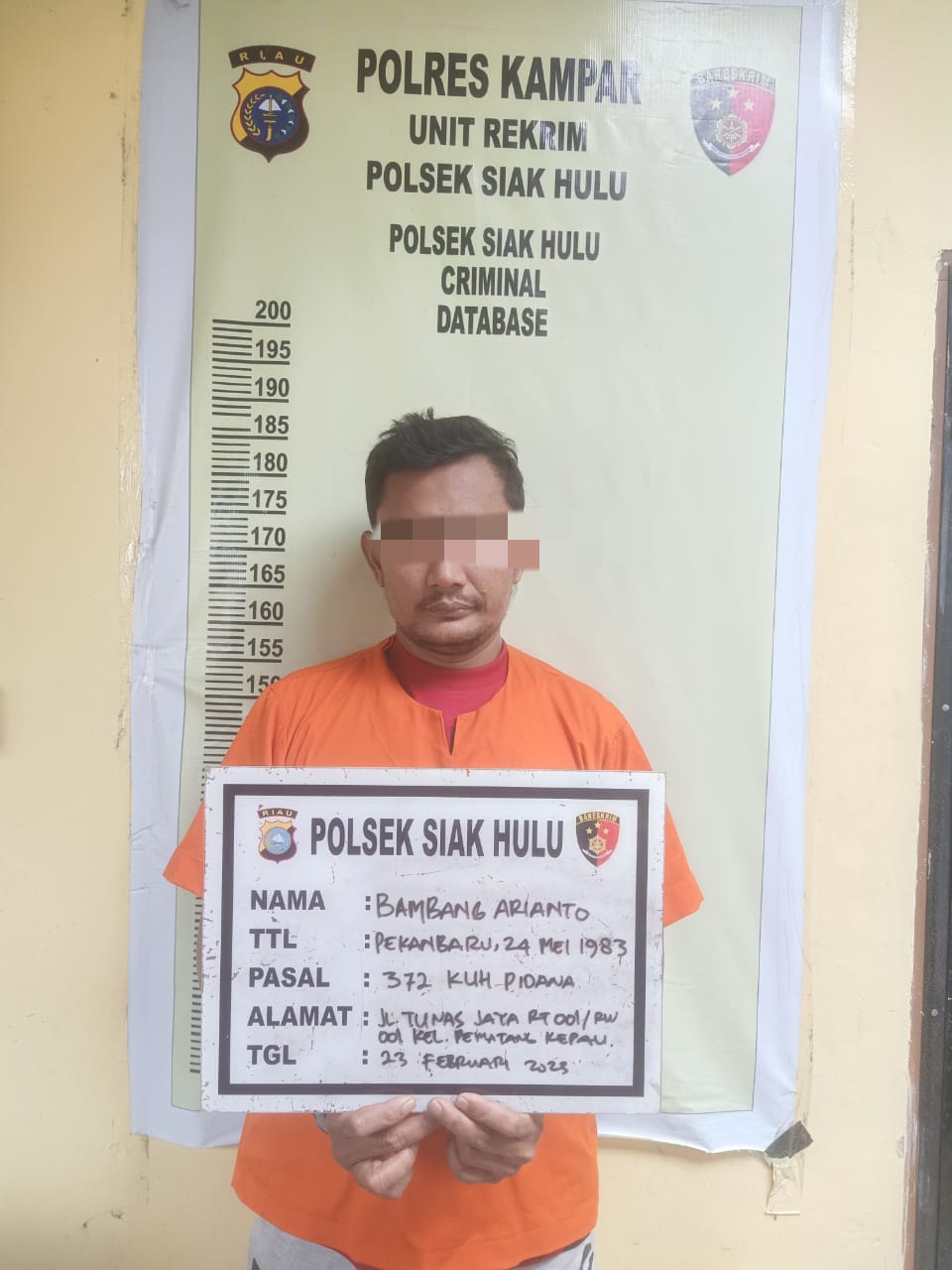 Modus Pinjam Motor Lalu di Gadaikan, Kini Pelaku  Sudah Mendekam di Sel Tahanan Polsek Siak Hulu