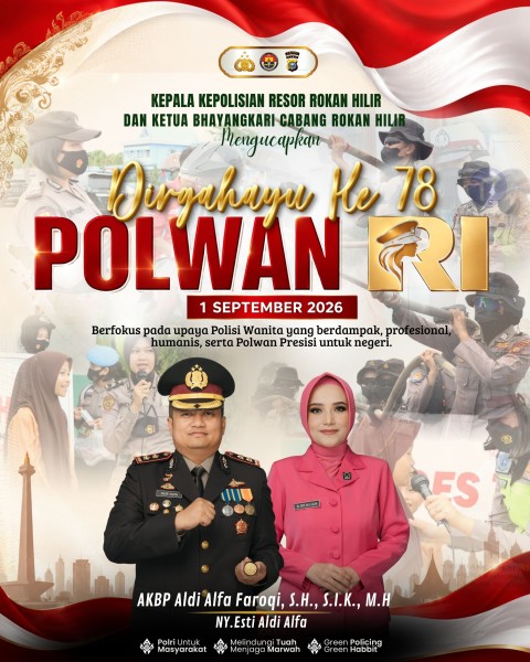 Kapolres Rohil dan Ketua Bhayangkari Sampaikan Ucapan Selamat HUT ke-78 Polwan