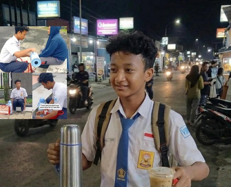 Farel si Yatim Piatu Rela Berjualan Kopi Keliling Sampai Malam Demi Bisa Makan dan Sekolah