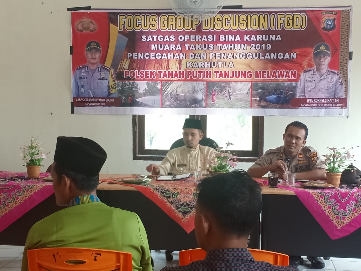 Polsek TPTM Gelar Latihan FGD Dan Simulasi Pencegahan Karhutla Bersama Warga