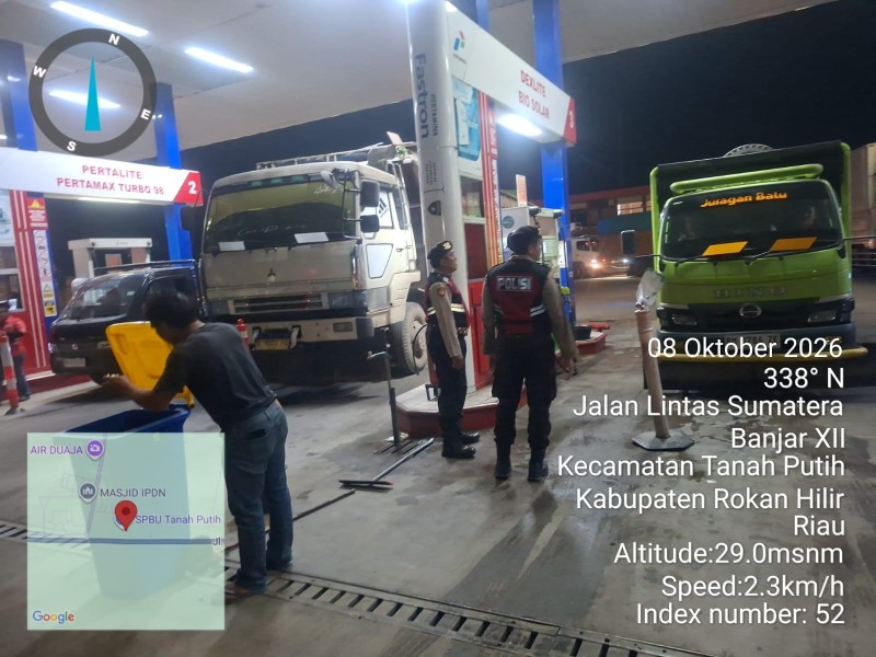 Polres Rokan Hilir Patroli Rutin Pantau Stok BBM di SPBU