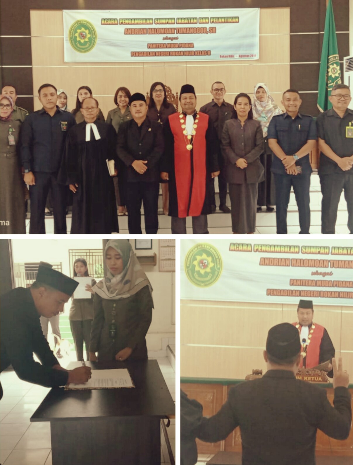 Ketua PN Rohil Melantik Andrian Halomoan Tumanggor SH Menjadi Panitera Muda Pidana