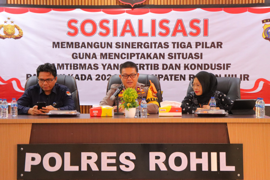 Ciptakan Pilkada Damai Polres Rohil Gelar Sosialisasi Membangun Sinergitas Tiga Pilar