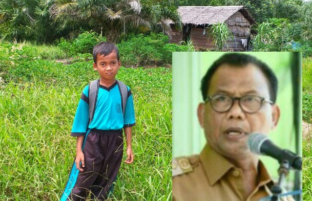 Bocah SD Pejalan kaki 10 KM Tanpa Sarapan Curi Perhatian Bupati Rohil