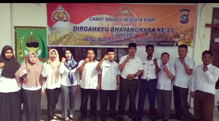 Camat Sinaboi Beserta Stafnya Mengucapkan HUT Bhayangkara Ke-73 