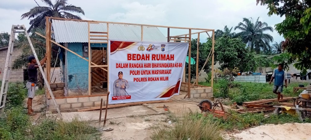 Polres Rohil Tinjau Progres Bedah Rumah Warga, Wujud Kepedulian Menyambut Hari Bhayangkara KE-80