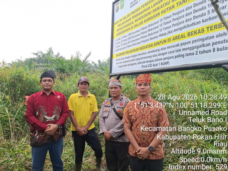 Polsek Bangko Pusako Tingkatkan Patroli Preventif Karhutla dan Cek Plang Larangan