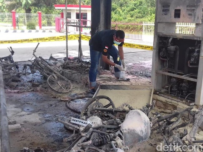 Motor Diduga Korslet saat Isi BBM, SPBU di Bangka Terbakar