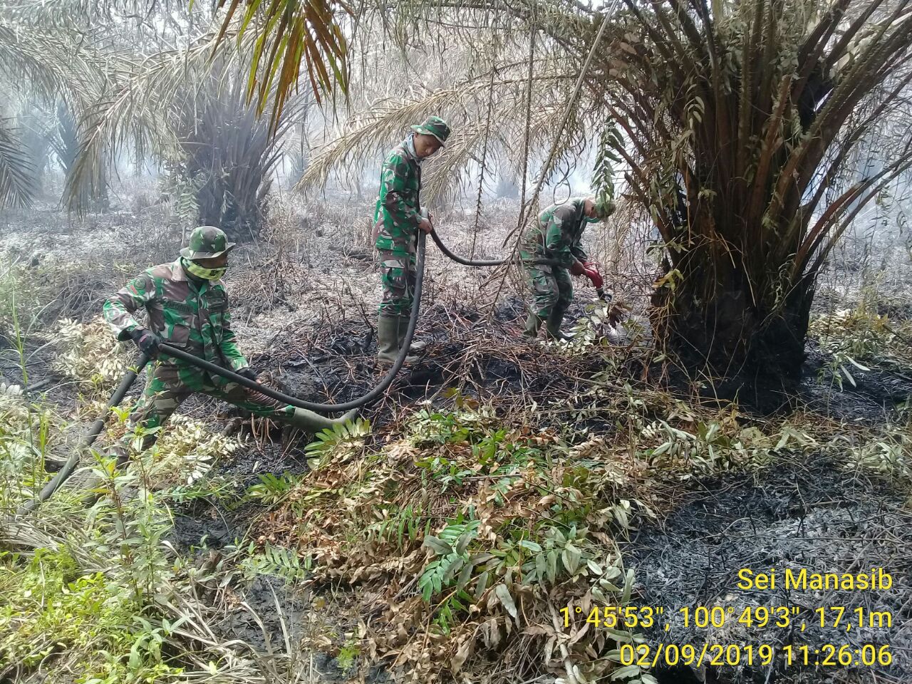 Koramil 05/RM Berjibaku Padamkan Api