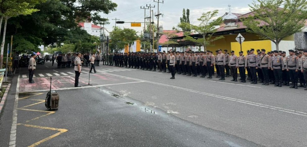 Pengamanan Event Nasional Bakar Tongkang 2026 Polres Rohil Gelar Apel Kesiapan