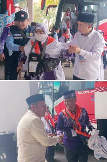 Kakanwil Kemenag Riau Bersama Kakan Kemenag Kampar Sambut JCH Kampar Di AHB