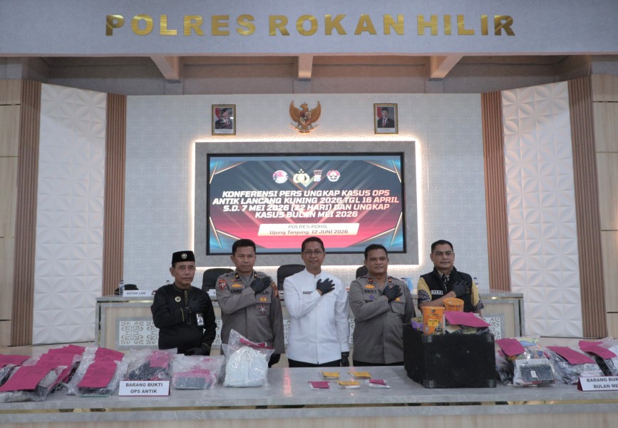 Polres Rohil Gelar Konferensi Pers Ungkap Kasus Ops Antik Lancang Kuning dan Kasus Narkoba Mei 2026
