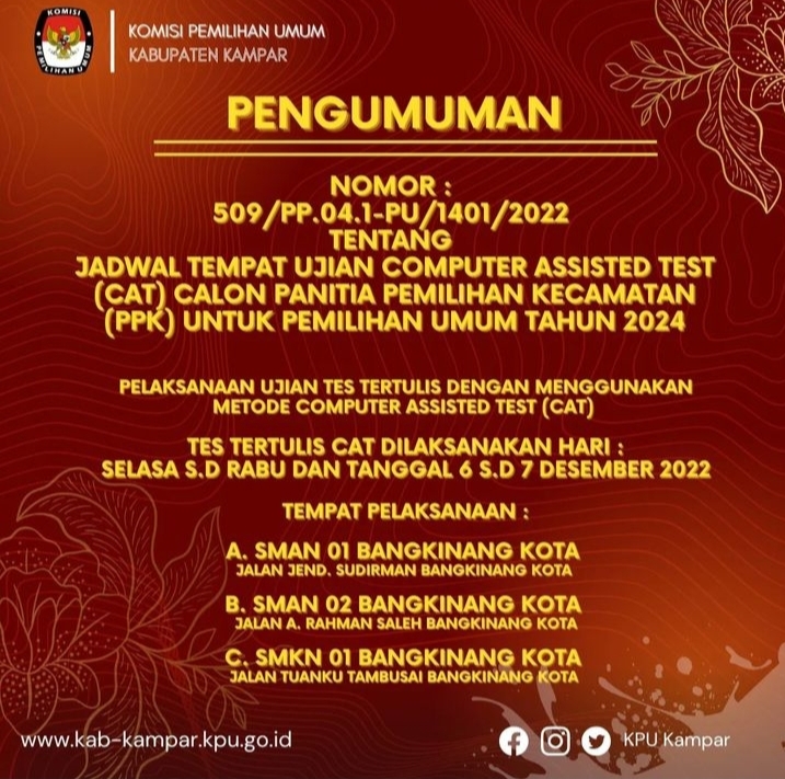 KPU Akan Adakan Tes CAT Calon PPK di 3 Tempat