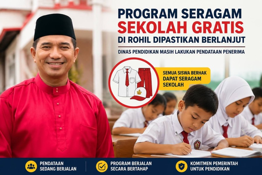 Kadisdikbud Rohil Pastikan Program Seragam Sekolah Gratis SD-SMP Tetap Berlanjut