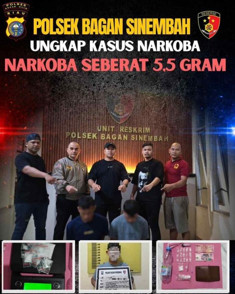 Komitmen Berantas Narkoba,Polsek Bagan Sinembah Tangkap Dua Pengedar Sabu 5,5 Gram