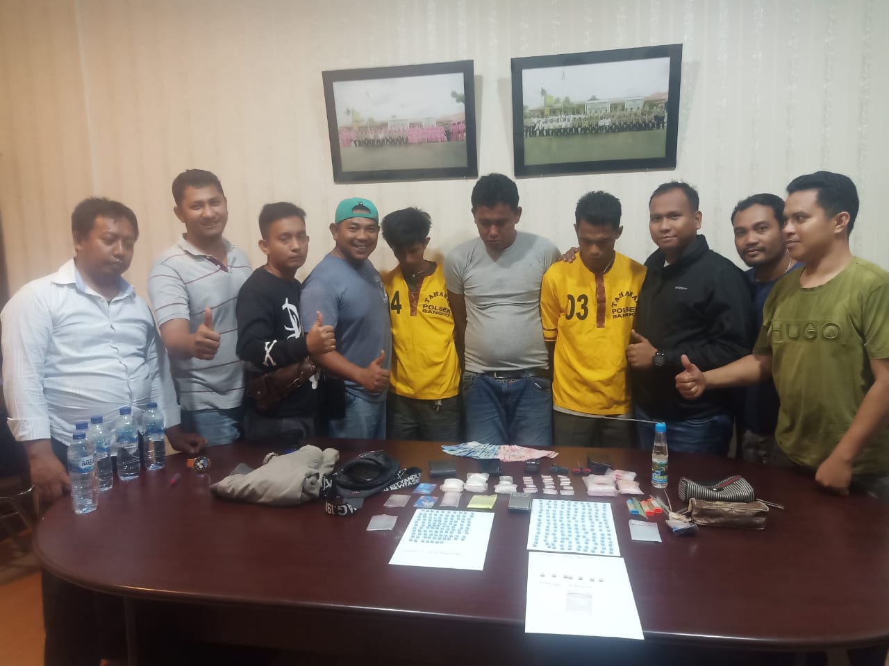 Polsek Bangko Amankan Tiga Tersangka Pemilik 264 Butir Extacy Dan Puluhan Paket Sabu