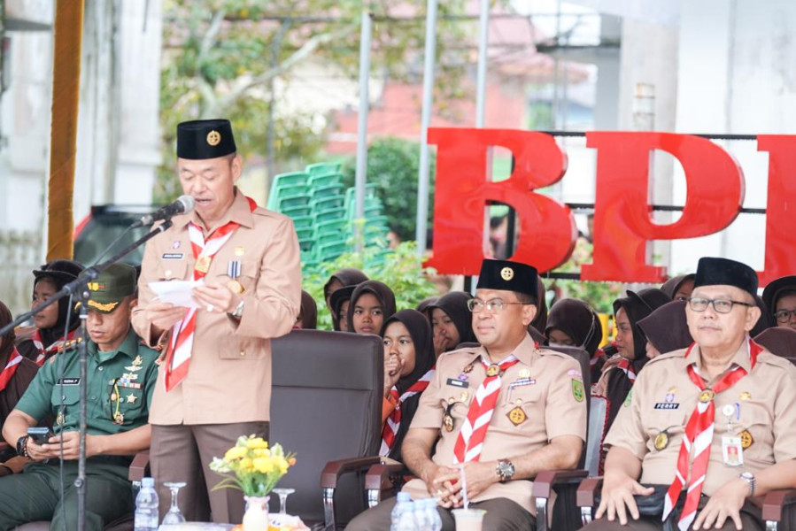 Hari Pramuka ke-62, Bupati Rohil Sampaikan Sambutan Ketua Kwartir Nasional